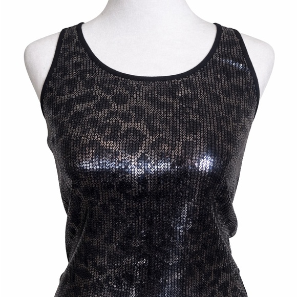 APT. 9 Black Leopard Sequin Tank Top NWT Sleeveless | Size Medium - Picture 3 of 6
